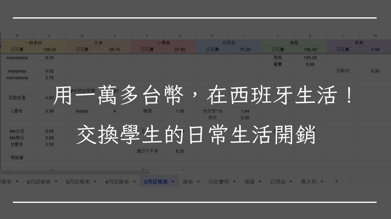 2022西班牙生活費用大公開】一學年交換含旅遊大概40-50萬，來看我的帳本吧！ - 寶拉的歐洲生活筆記